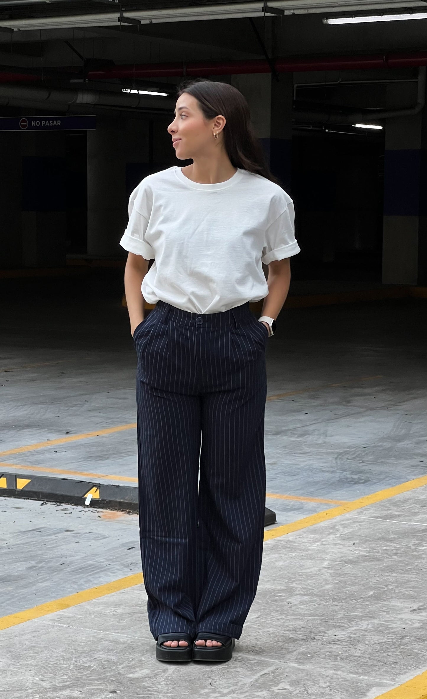 Pantalón de Vestir Rayado - Punto Sole