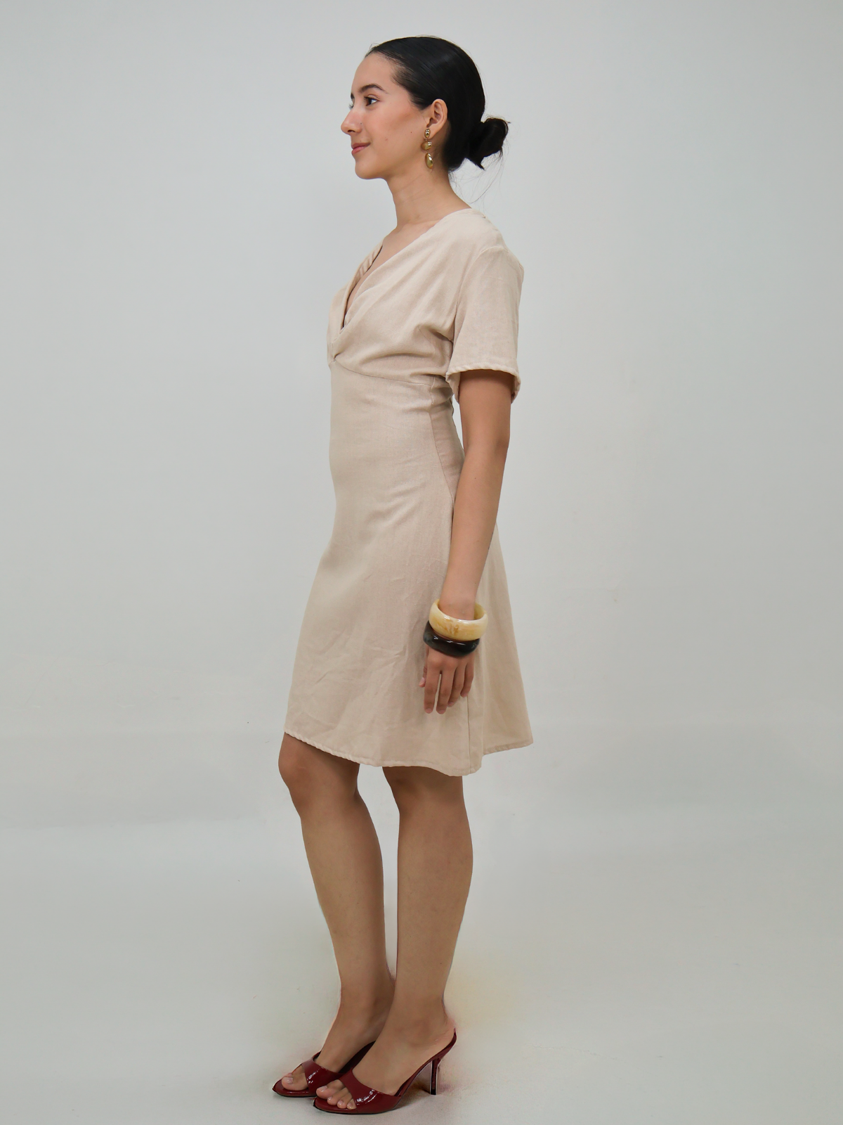 Vestido Corto Con Fruncido