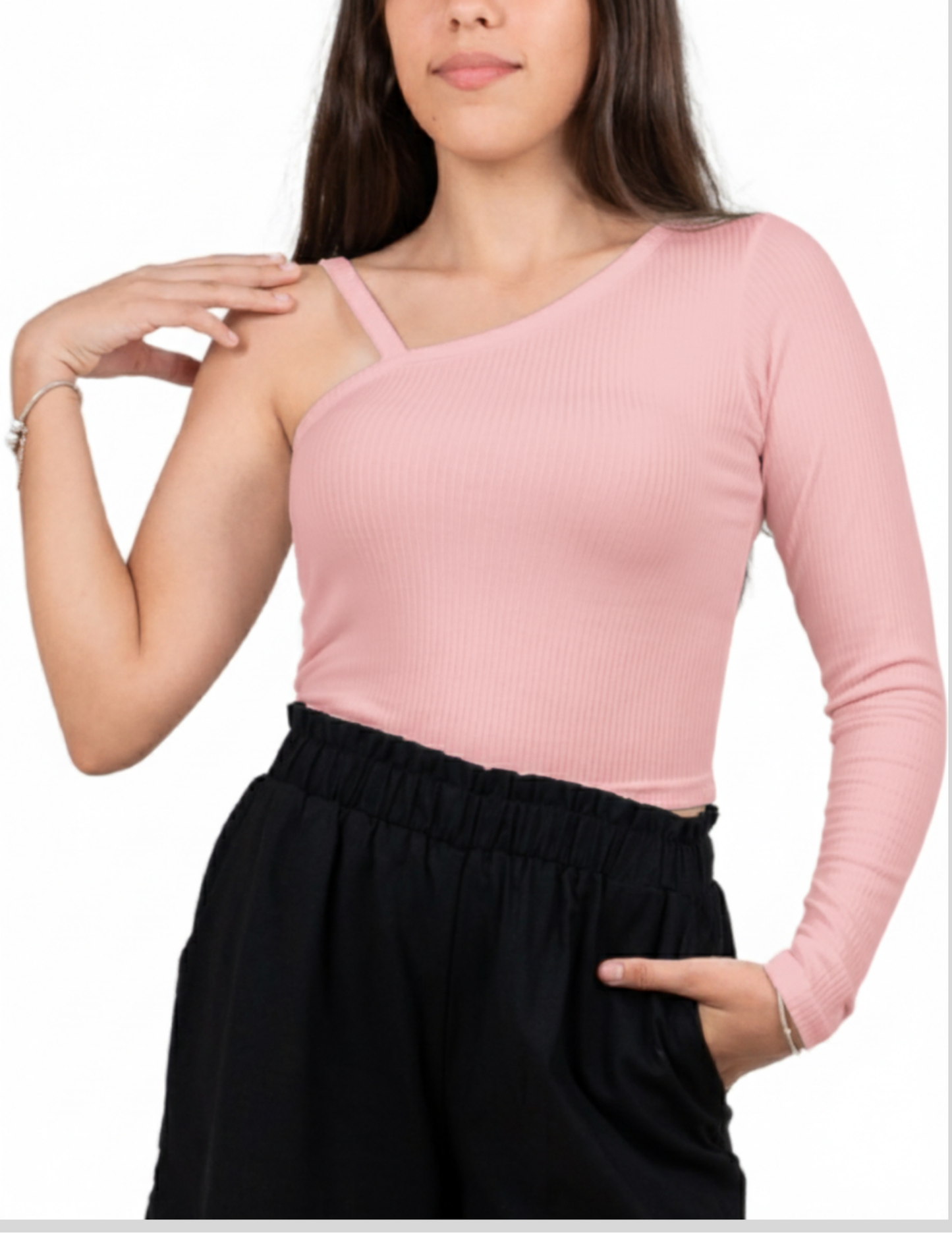 Blusa manga larga un hombro