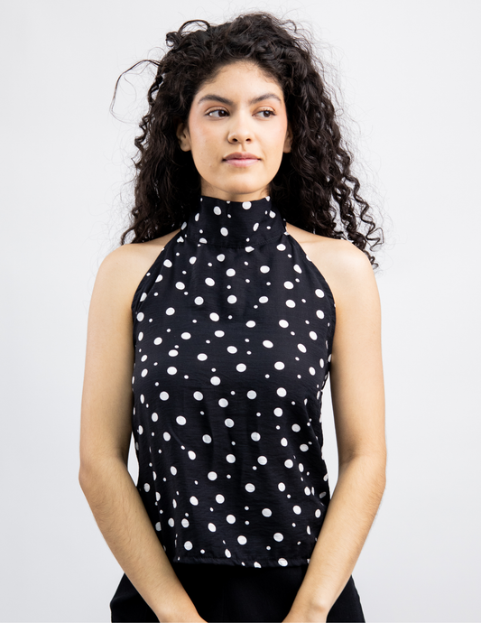 Blusa Cuello Alto Lazos