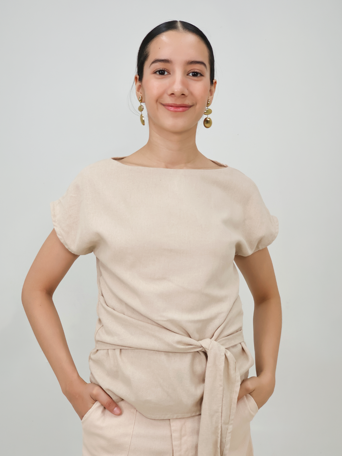 Blusa de Lino con Lazo