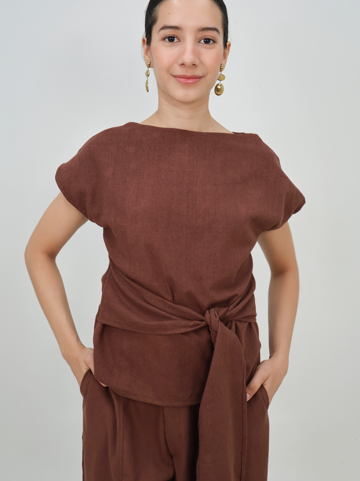 Blusa de Lino con Lazo