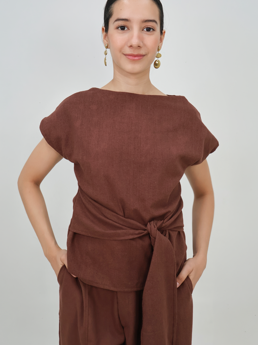 Blusa de Lino con Lazo - Punto Sole