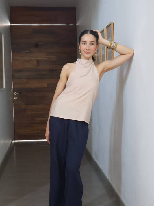 Blusa Cuello Alto Lazos - Punto Sole