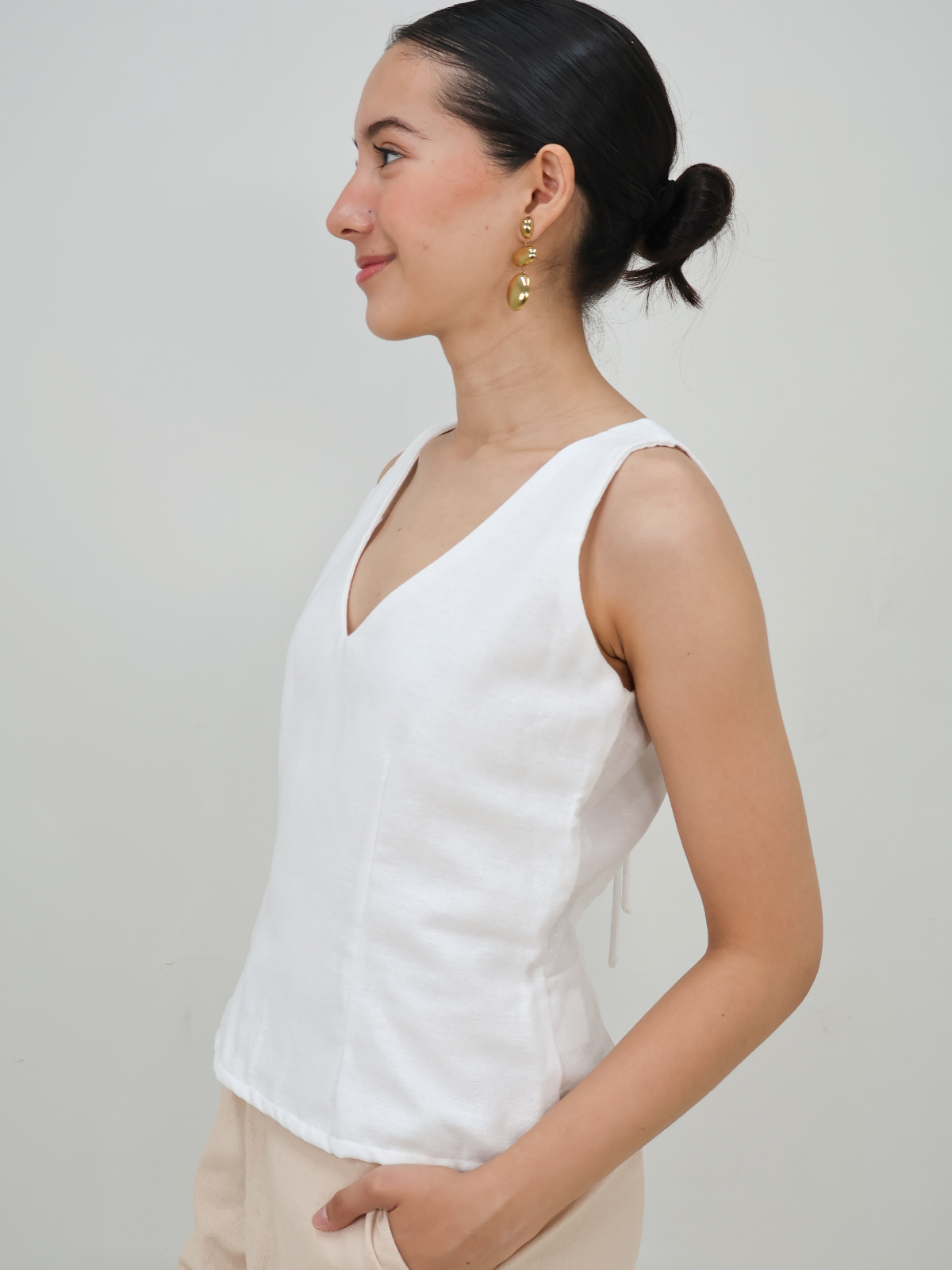 Blusa escote V con lazo espalda - Punto Sole