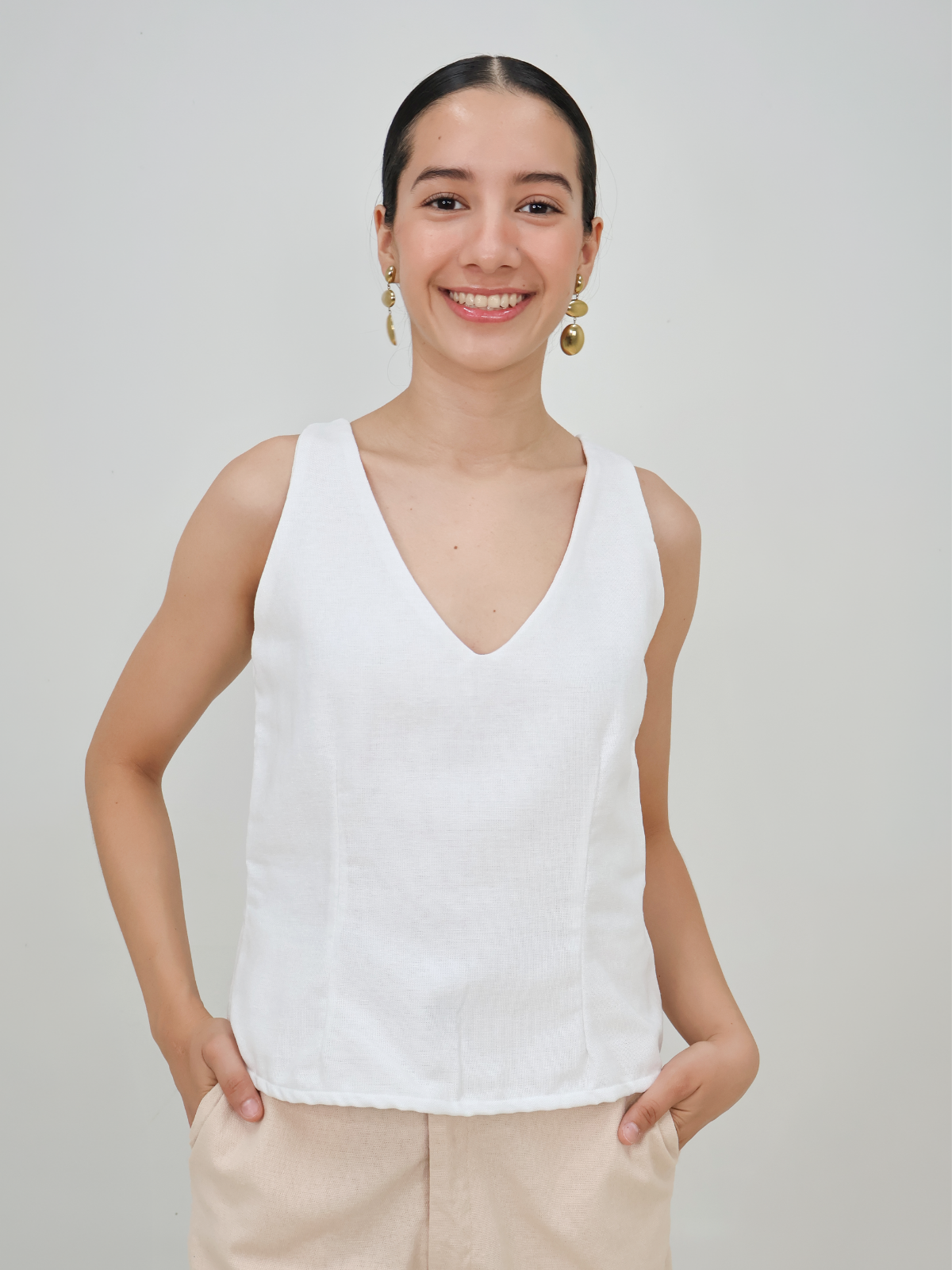 Blusa escote V con lazo espalda - Punto Sole