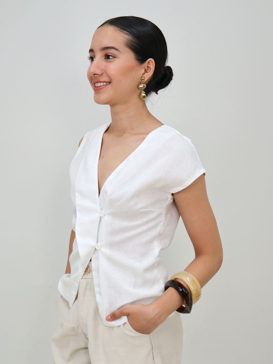 Blusa asimétrica con botones - Punto Sole