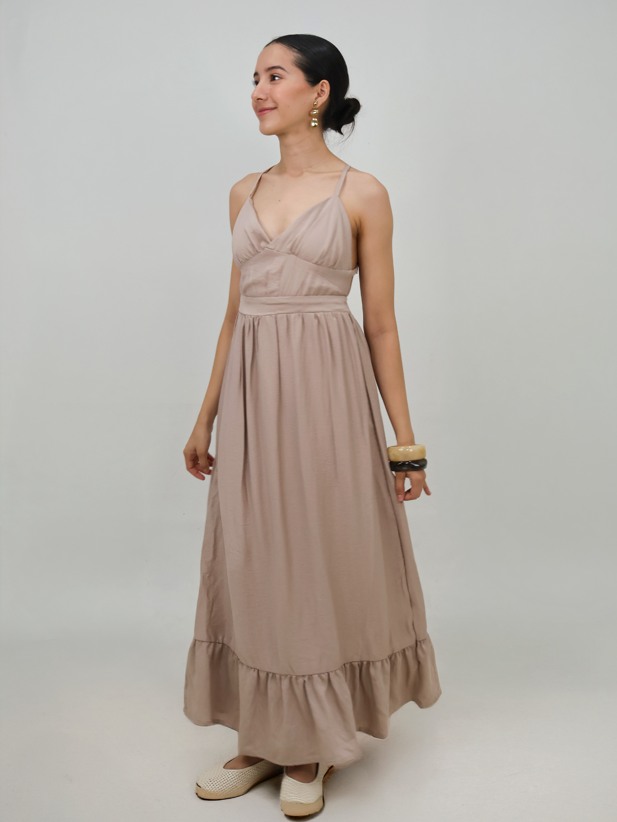 Vestido Escote V Espalda Descubierta
