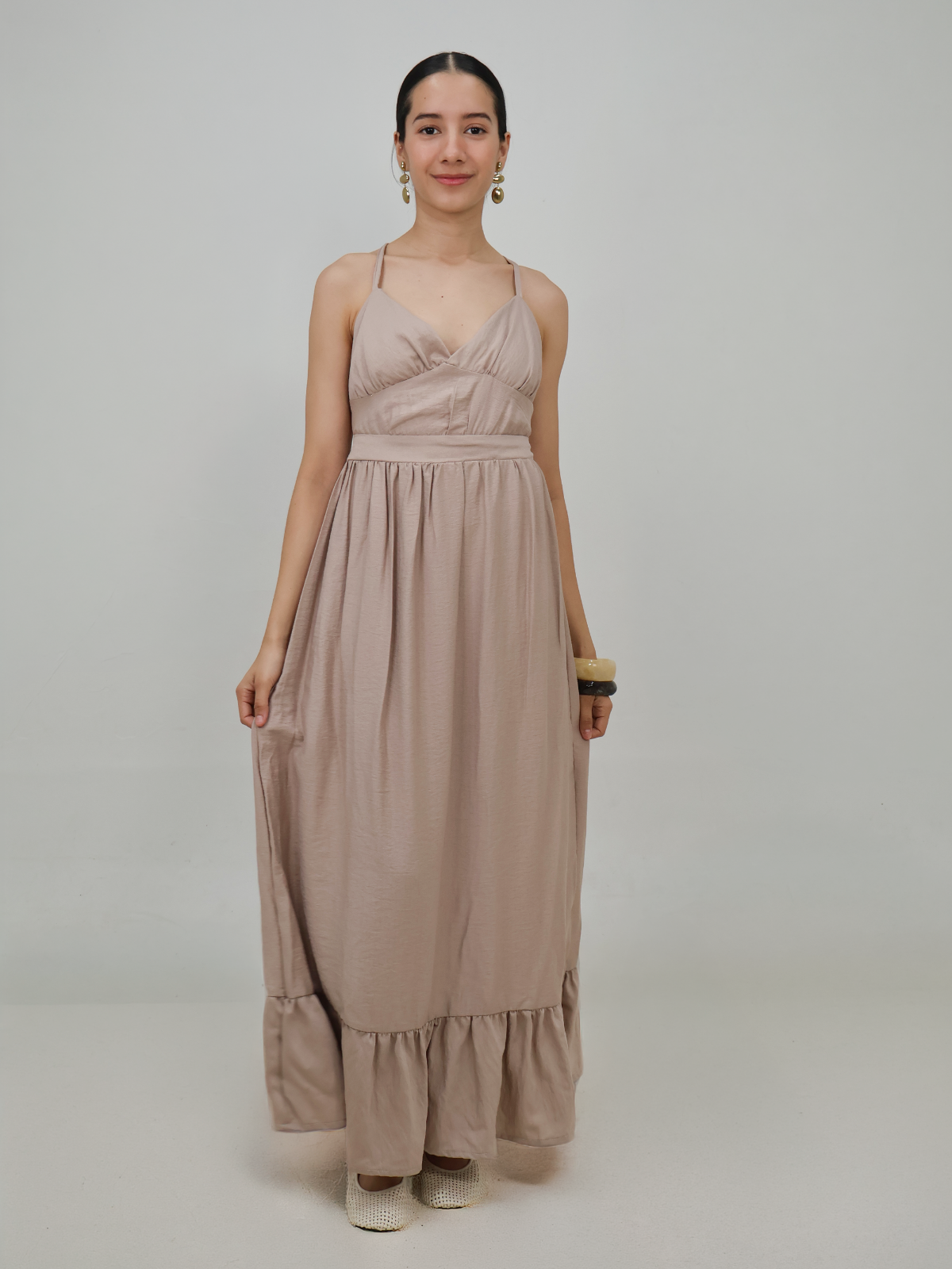 Vestido Escote V Espalda Descubierta