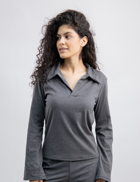 Blusa Manga Larga Tipo Polo